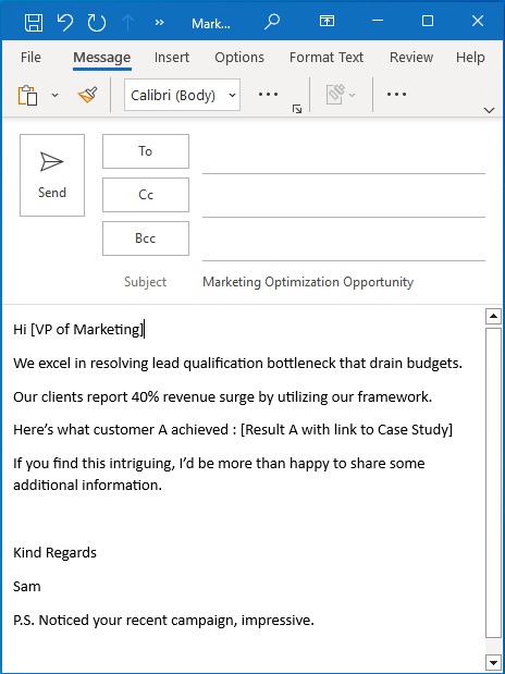 Email 1 to VP of Marketing